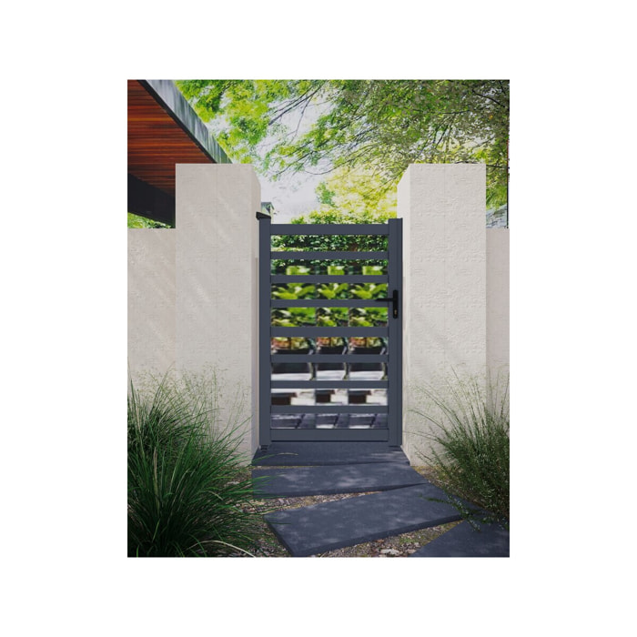 Portillon aluminium ajouré "Marius" - 100 x 180 cm - Gris
