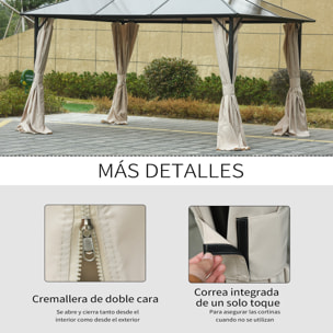 Outsunny 4 Paredes Laterales para Cenador 352x205 cm Laterales para Gazebo Universal con Ganchos y Anillos en C para Pérgola Carpa Beige