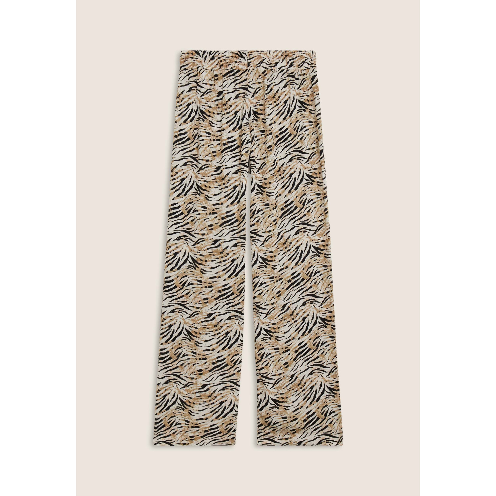 Pantaloni comfort in viscosa animalier con gamba ampia