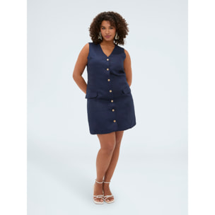 Fiorella Rubino - Vestido camisero en mezcla de lino y viscosa - Azul