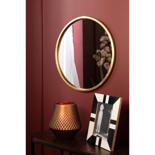 J-Line Miroir Mona Rond Metal/Verre Or Small