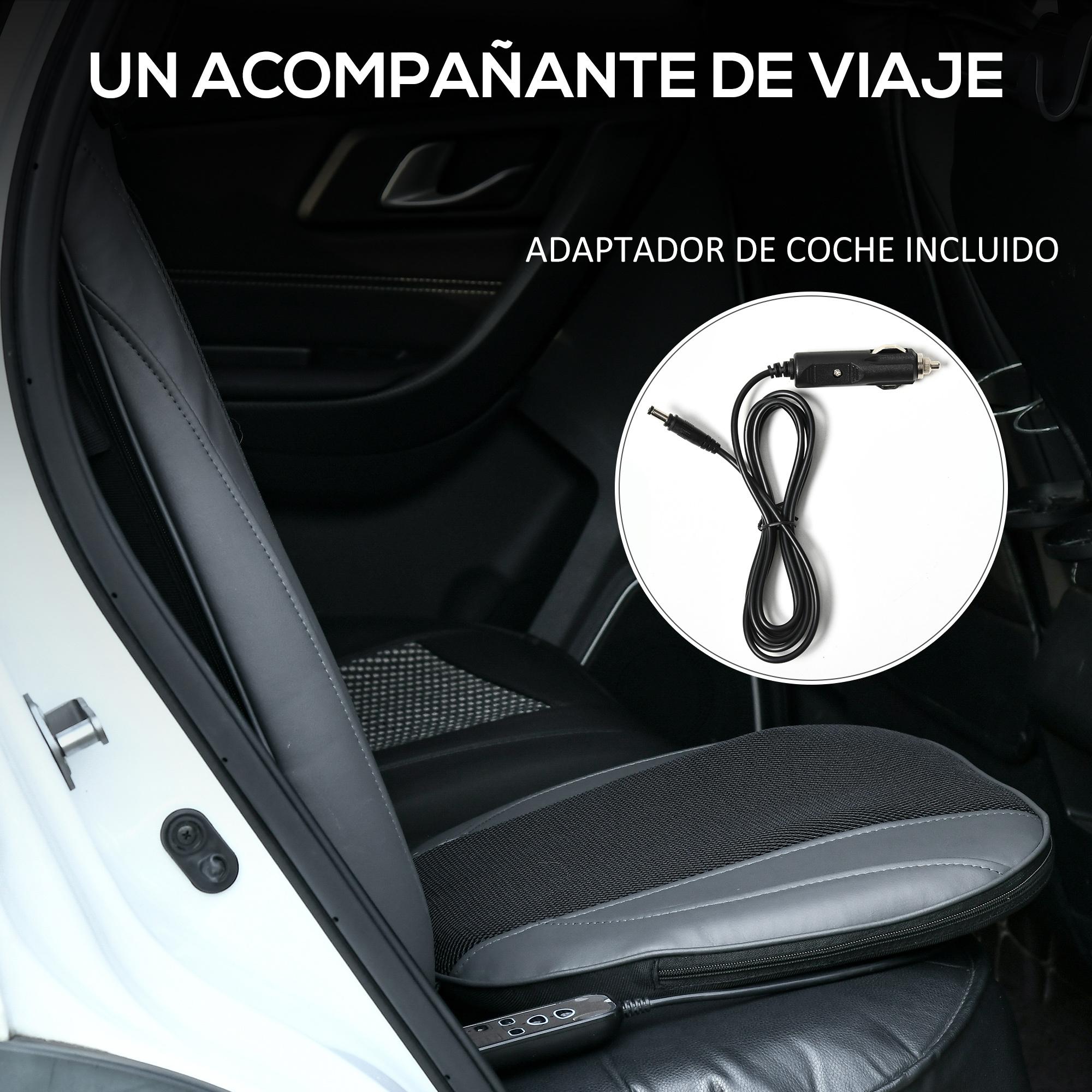 Masajeador de Asiento con Calor Cojín de Asiento de Masaje Shiatsu y Vibración con 8 Puntos Altura del Cuello Ajustable Mando a Distancia y Bolsillo Lateral para Oficina Coche 45x39x78 cm Negro