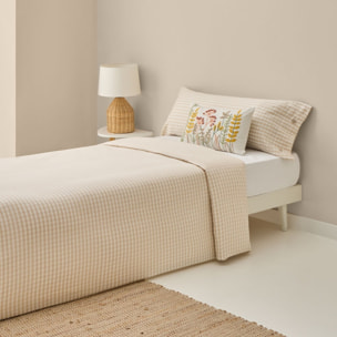 Funda nórdica de algodón satén 200 hilos cuadros vichy Kimcuad color marron beige 100% Algodón