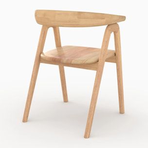 Chaise en bois d'hévéa clair avec accoudoirs - Hawa