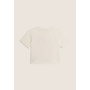 T-shirt Junior cropped con grafica in strass e paillettes