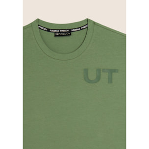 T-shirt Cotone Elasticizzato con Stampa Urban Tech