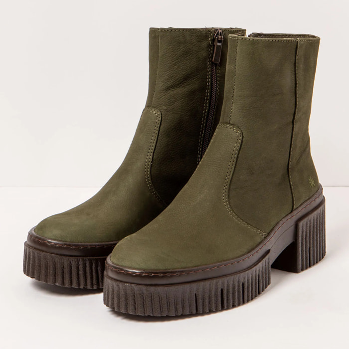 Botines con tacón 1374 NOBUCK KAKI/YORK color Kaki