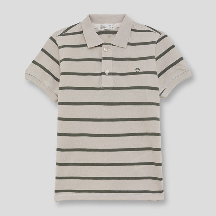 Polo de Manga Corta con Rayas Finas Horizontales y Botonera Clasica Estilo Casual | Color: Crudo | Street Monkey