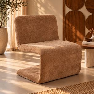 Fauteuil en tissu chenille beige poudré AXO