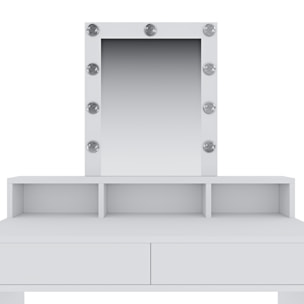 Toeletta Tavolino Da Trucco Tavolo Con 9 Luci LED Con Luminosità Regolabile Specchio 2 Cassetti 3 Vani A Giorno Postazione Make Up 40 x 100 x 145 Cm