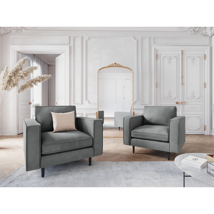 Fauteuil "Alexis" en velours gris clair