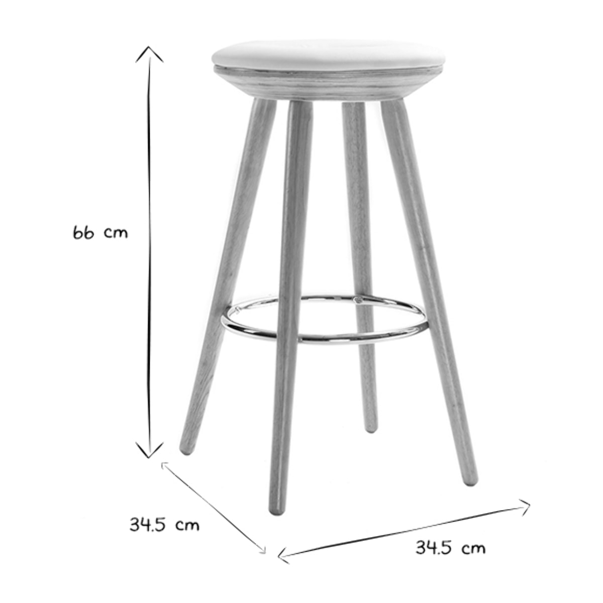Tabouret de bar scandinave blanc et bois clair 66 cm NORDECO