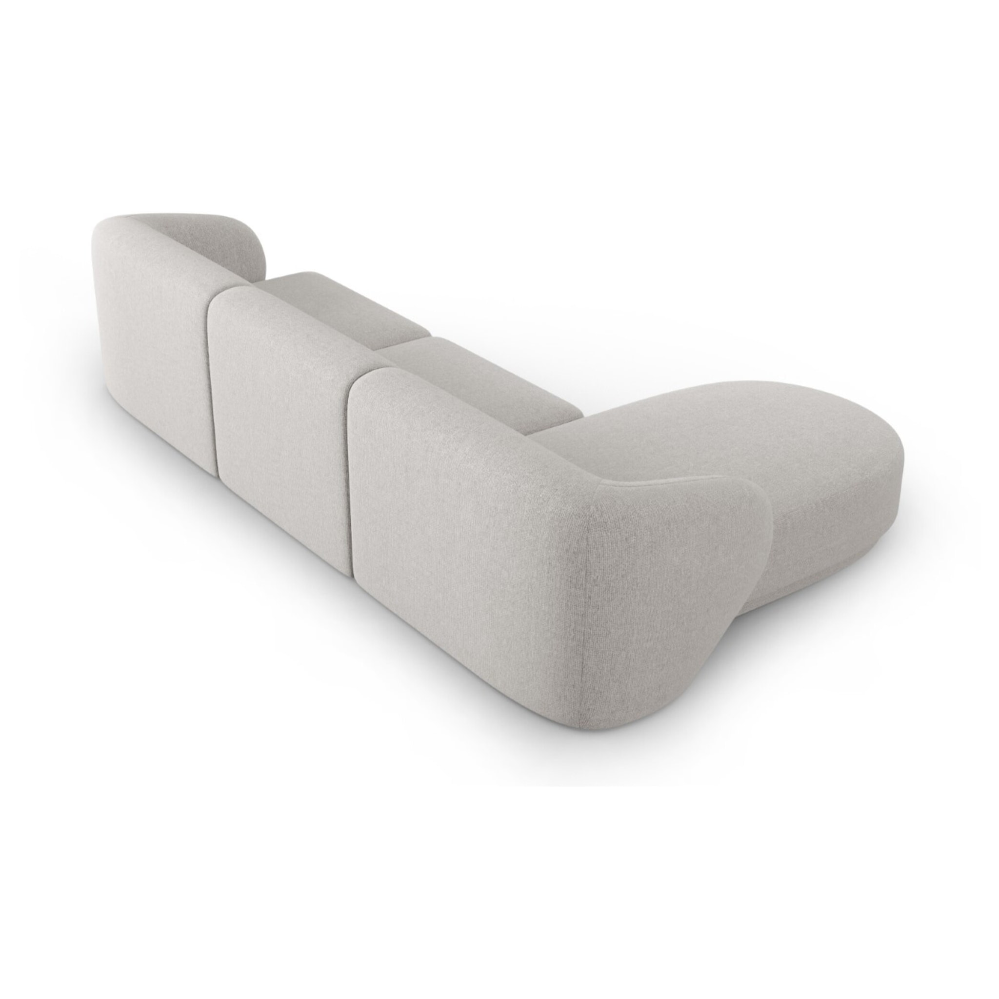Canapé d'angle gauche modulable "Lionel" 4 places en chenille argent chiné