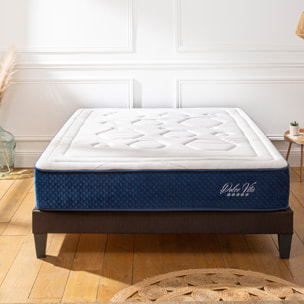 Ensemble DOLCE VITA | 2 Places| Matelas Ressorts Ensachés + Sommier Kit Bois Noir