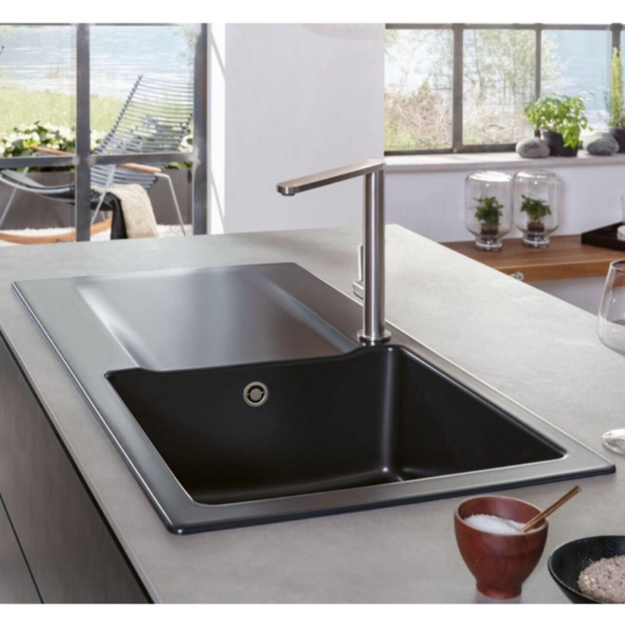 Evier 1 bac Siluet 60 Blanc CeramicPlus