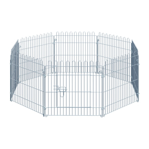 Parque para Cachorros 8 Valla de Metal 63x60cm Plata