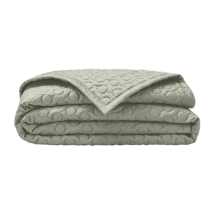 Couvre-lit matelassé uni en satin de coton bio, POESIE, Vert tilleul