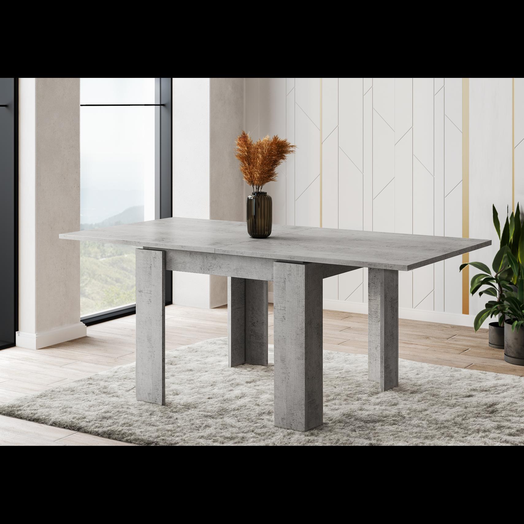 Tavolo Allungabile Moderno Da 4 A 8 Persone Gambe Spesse Minimal Meccanismo Centrale Estensibile Per Cucina Sala Pranzo 90 x 90 / 180 x 90 Cm Grigio