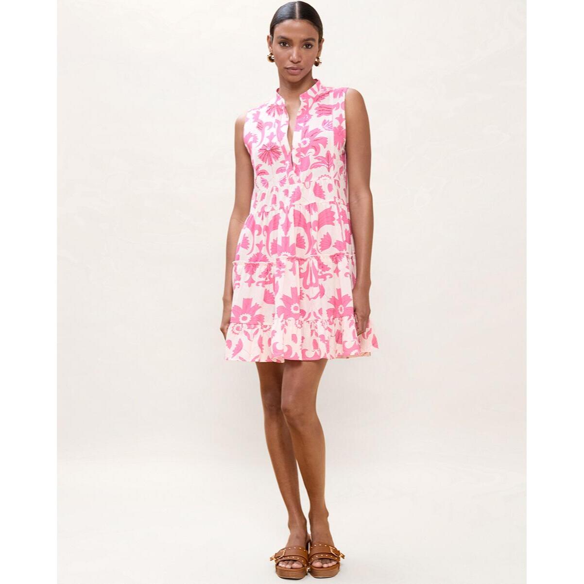 Abito corto con volant e stampa floreale