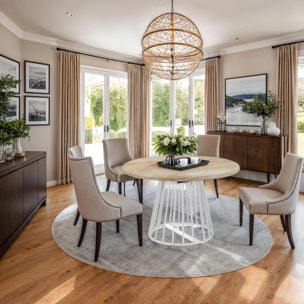 Mesa redonda extensible Meztil Blanco - Roble