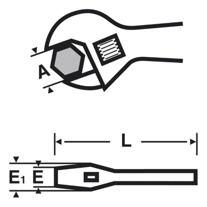 Clé à molette ouverture 39 mm extra-large 8' VIRAX 215 mm - 017050