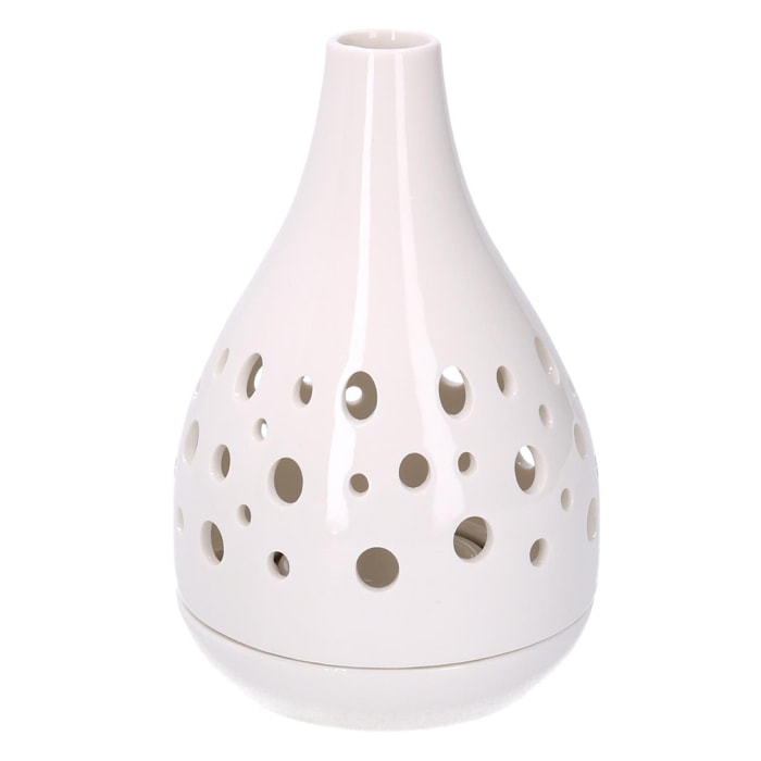 Portacandele in ceramica da 1 posto bianco tondo cmø11,2h18,5