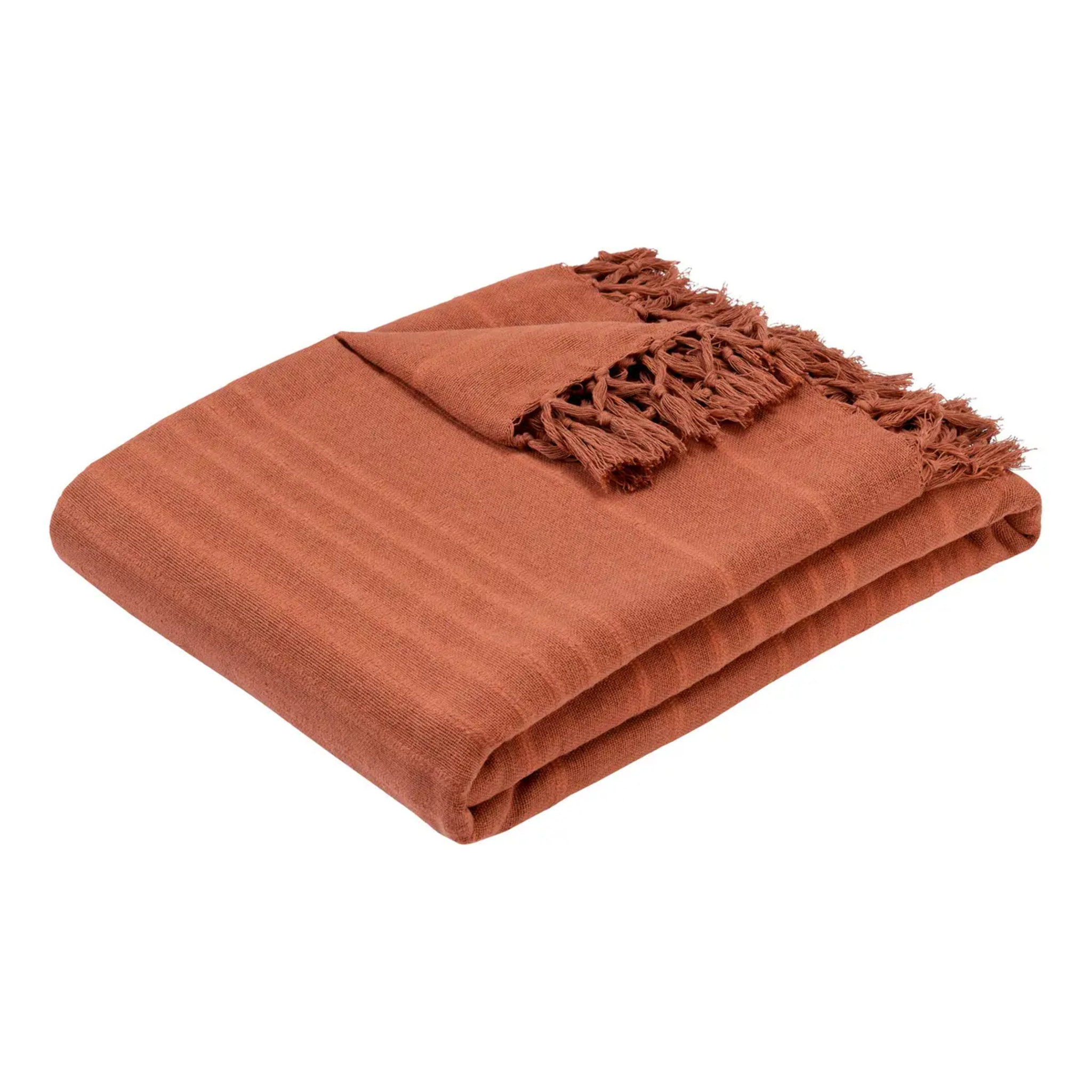 Jeté de lit Anjali 220x160 terracotta en coton