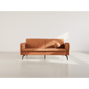 Lexie - Canapé convertible clic-clac 2 places en velours côtelé - Terracotta