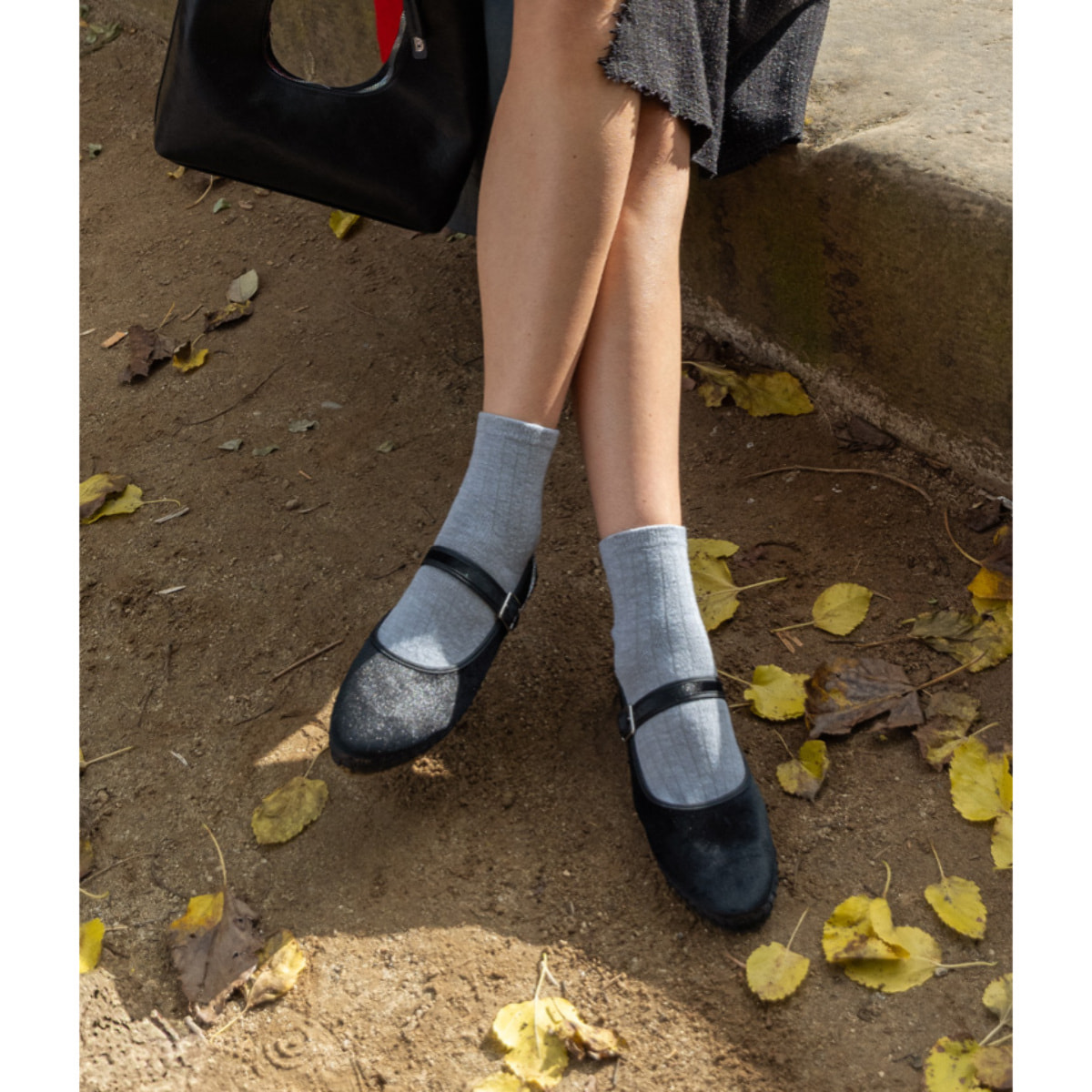 Bailarinas negras de terciopelo con hebilla