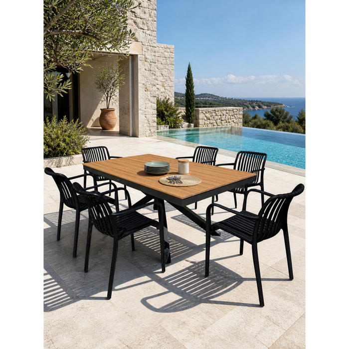 LAMU - Ensemble repas de jardin 6 places en alu - Gris anthracite