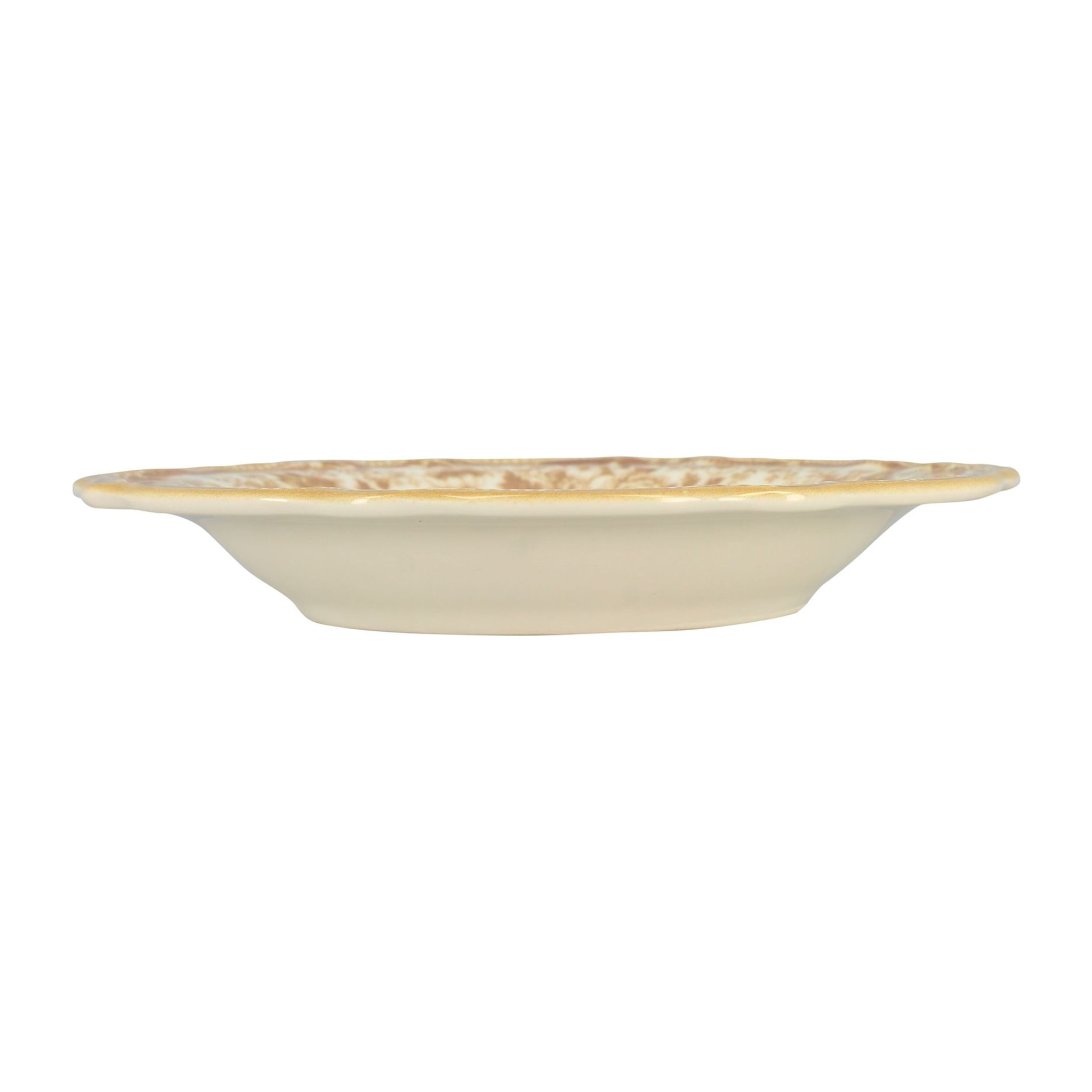 Lot de 6 assiettes creuses fleuries en grès miel 22cm FAUSTINE