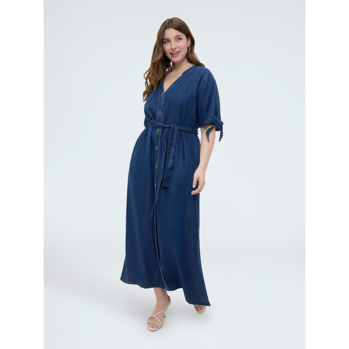 Fiorella Rubino - Vestido camisero en TENCEL™ - Azul