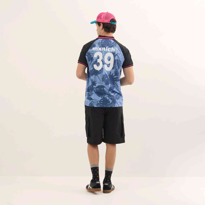 Polo Técnico Retro Estampado Tropical y Gráficos Urbanos STREETWEAR POLO COLE BLUE