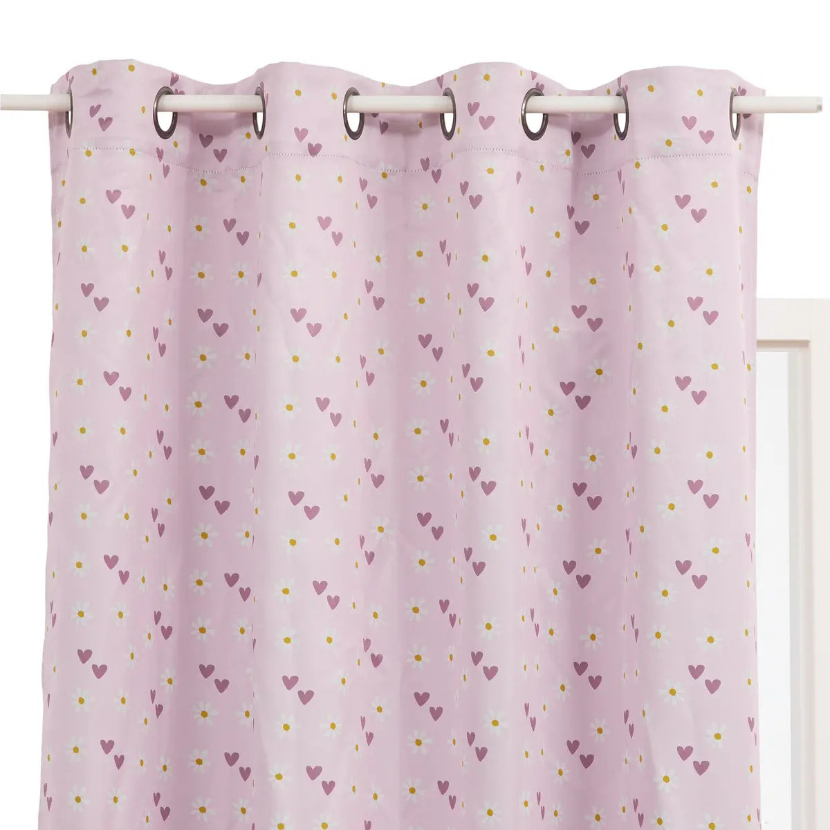 Rideau occultant enfant Billie 140x260cm rose motif coeurs