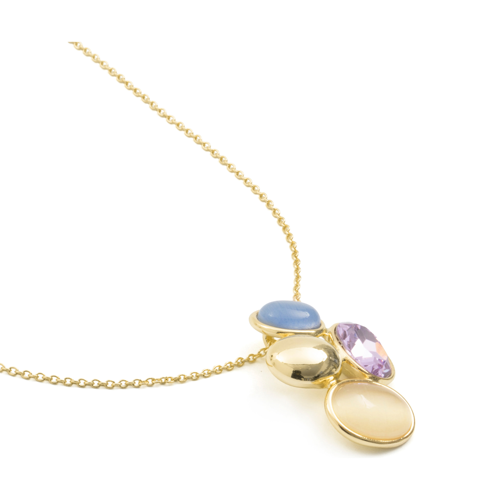 Collar de Cristal Morado acabado en oro amarillo de 18k