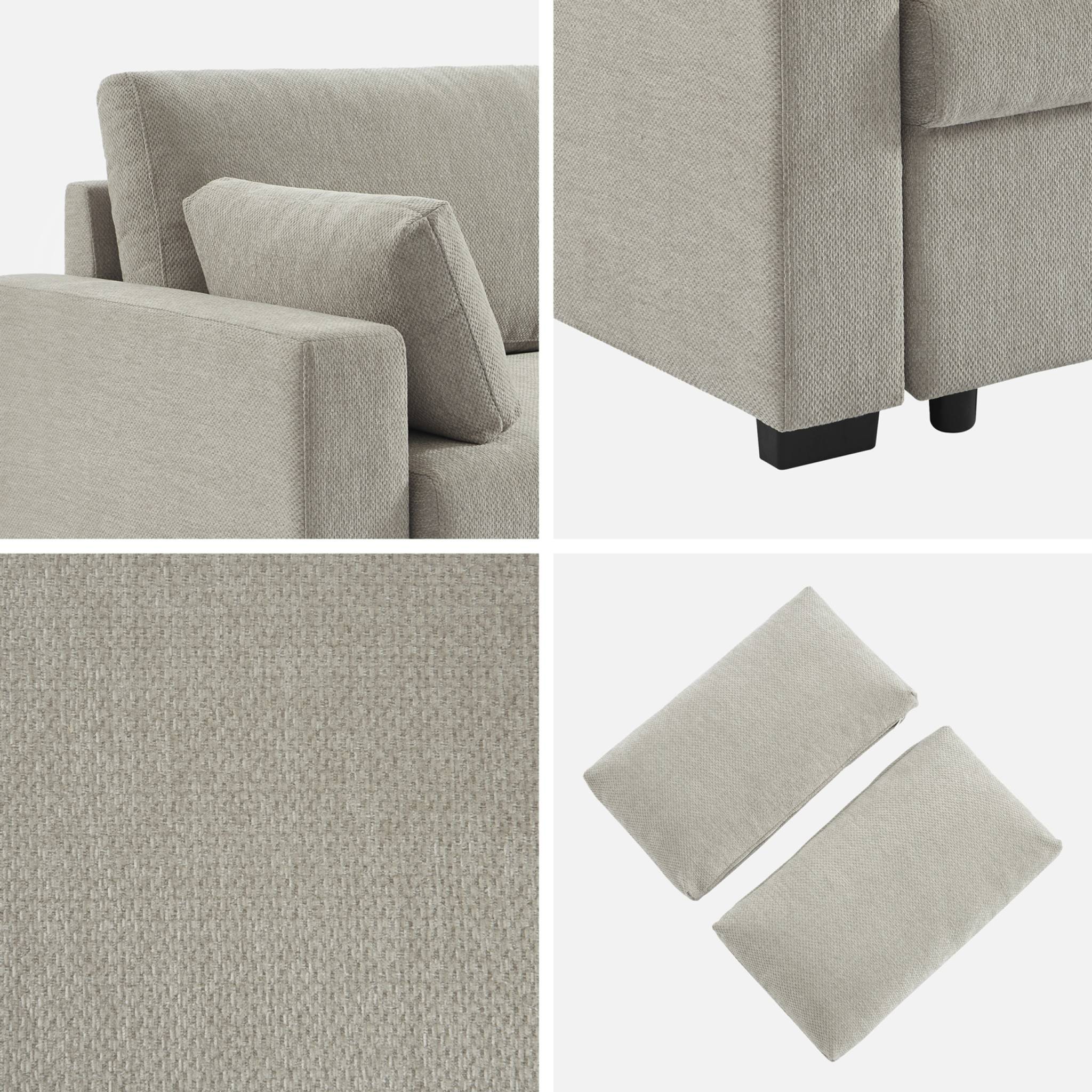 Canapé convertible 3 places tissu chenille gris clair L 211 x P 90 x H 86 cm - Easy