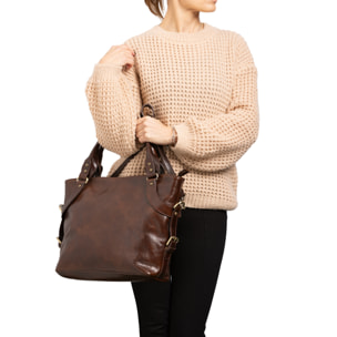 Borsa a mano  da donna In Vera pelle Made in Italy 43x28x12 cm