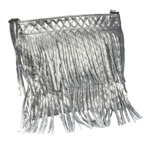 Avise bolso bandolera con flecos mujer. Piel auténtica Gamuza lacada brillante.