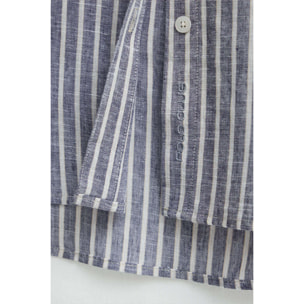 Camicia cotolino a righe celeste regular fit con ricamo Polo Club