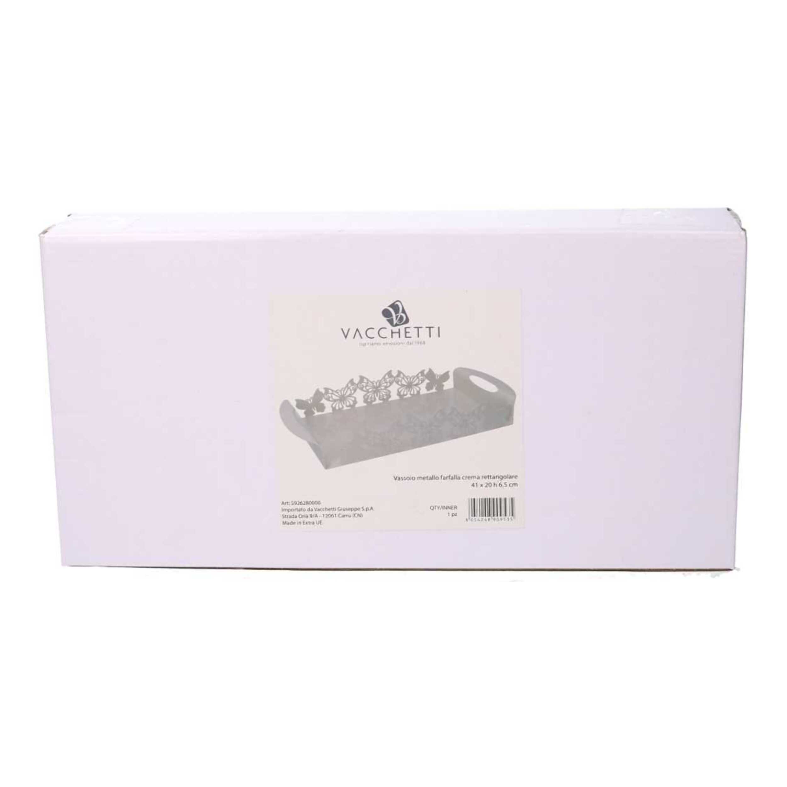 Vassoio in metallo farfalla crema rettangolare cm41x20h6,5