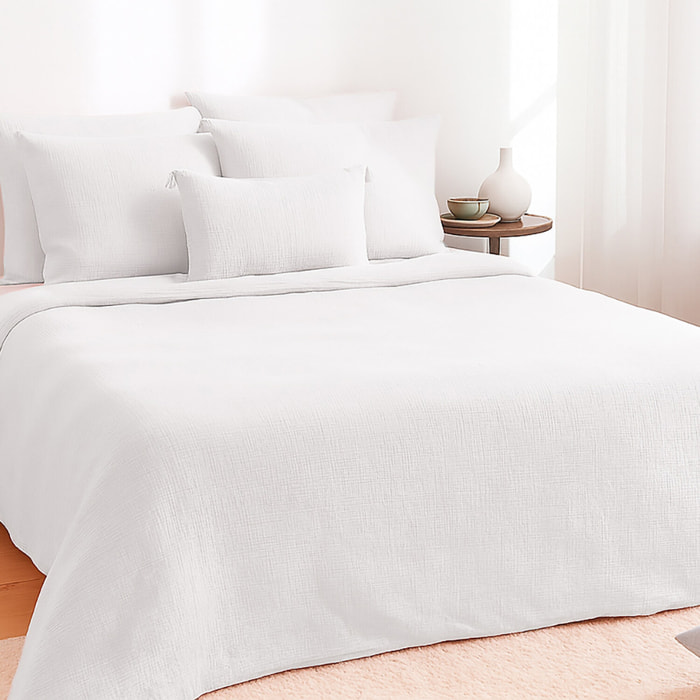 Parure housse de couette 100% gaze de coton blanc
