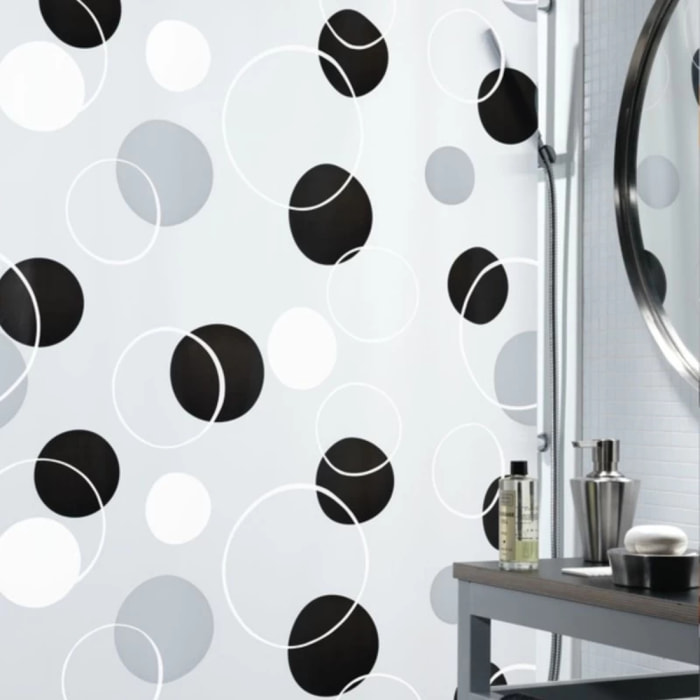 Rideau de douche PEVA BUBBLE 180x200cm Noir & Gris Spirella
