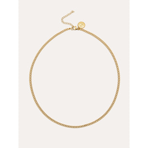 Collar Cadena Barbada Acero Baño Oro