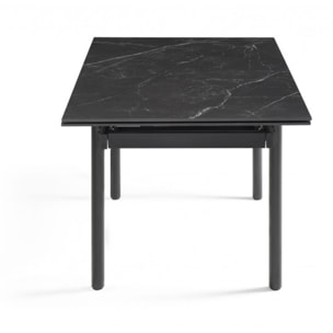 Table extensible en céramique marbré noir L160/240cm - 9 piètements - UNIK