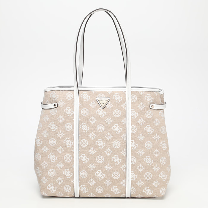 Borsa a spalla - beige e bianco