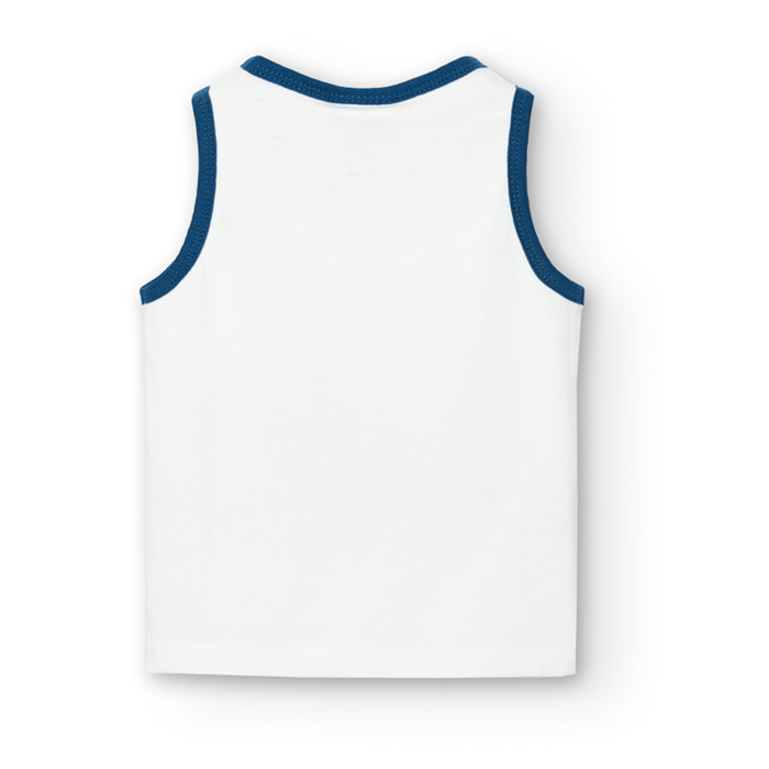 Camiseta niño, algodón, tirantes, estampada, blanco