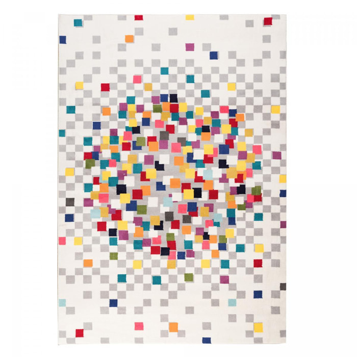 Tapis Sopu motif géométrique destructuré contemporain multicolore