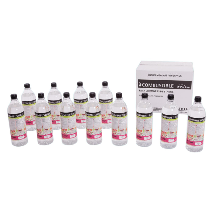 Combustible Etanol repelente de mosquitos CITRONELA. Caja 12 Botellas de 1L LIQ-CITRONELA PURLINE