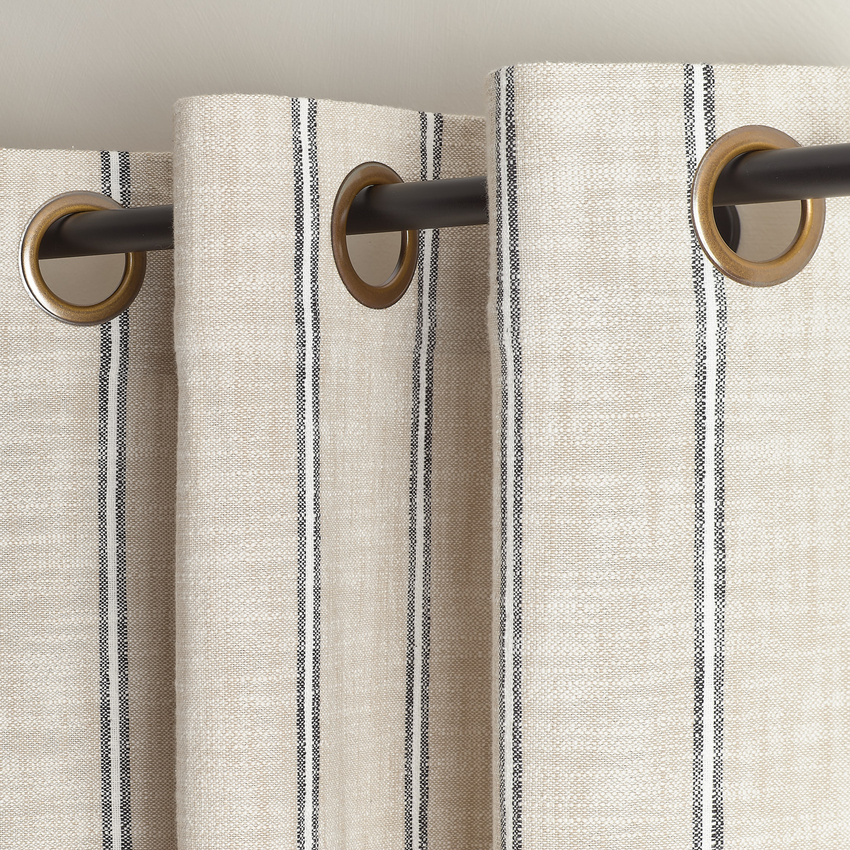 Rideau 100% coton rayures rustiques  LOURMARIN - Beige