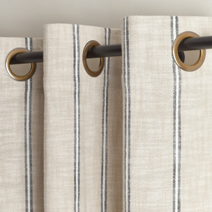 Rideau 100% coton rayures rustiques  LOURMARIN - Beige